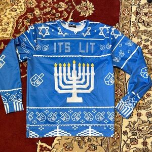 Blue Menorah Sweater